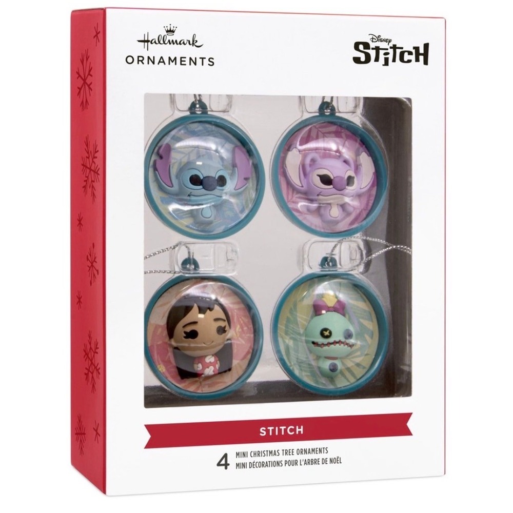 Hallmark Disney Lilo & Stitch Mini Christmas Ornaments Set of 4 3HCM4194 Teal